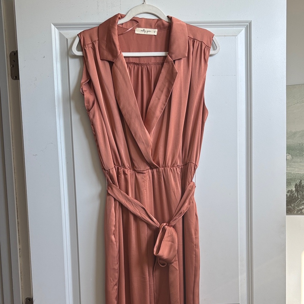 Elegant Peach Sleeveless Jumpsuit